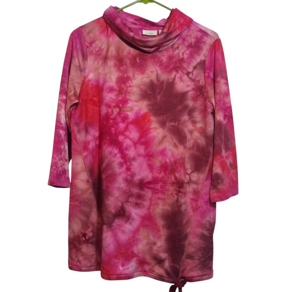 LOGO Lounge by Lori Goldstein Silky French Terry Cowl Neck Top Rosette Size XS